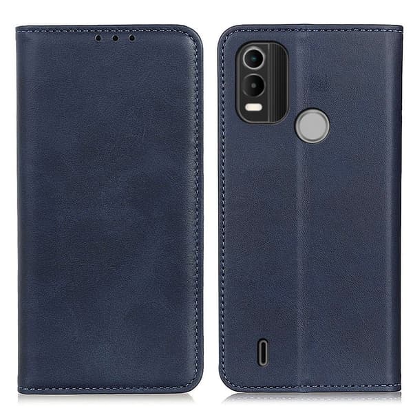 Flipveske i ekte skinn i lommebokstil for Nokia C21 Plus - Blå Blue