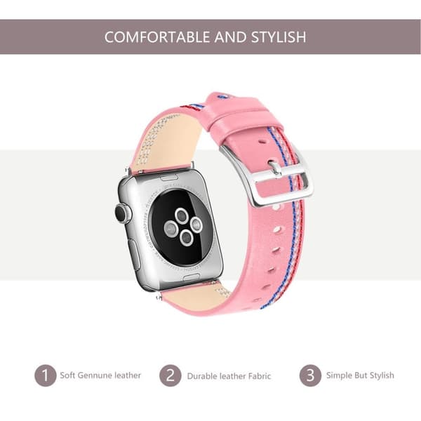 Apple Watch Series 4 40mm ægte læder Urrem - Lyserød Pink