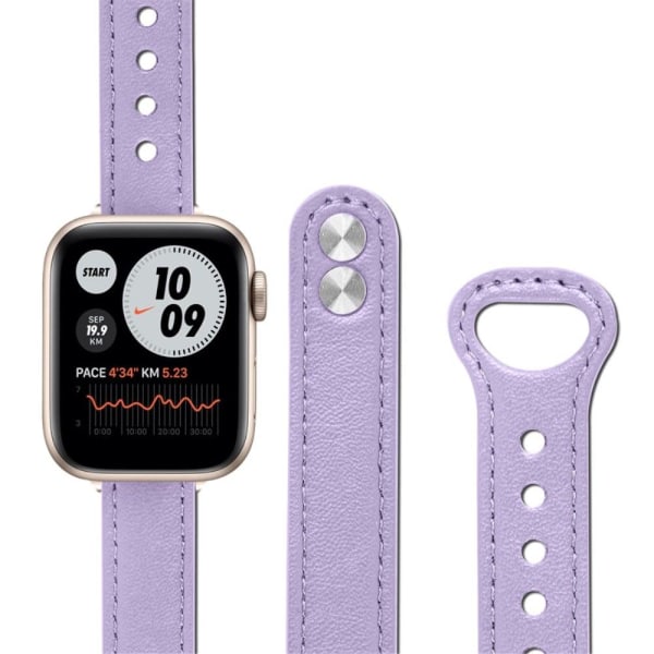 Aitoa naudannahkaa oleva ranneke Apple Watch Series 8 (45mm) / Watch Ultra - Vaaleanvioletti Purple