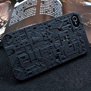 City 3D (Lyserosa) iPhone 4S Deksel Black