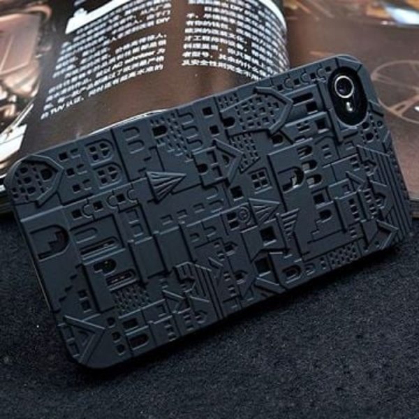 City 3D (Ultra lys Rosa) iPhone 4S-cover Black