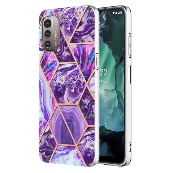 Marmordesign Nokia G11 / Nokia G21 deksel - Mørkelilla Purple