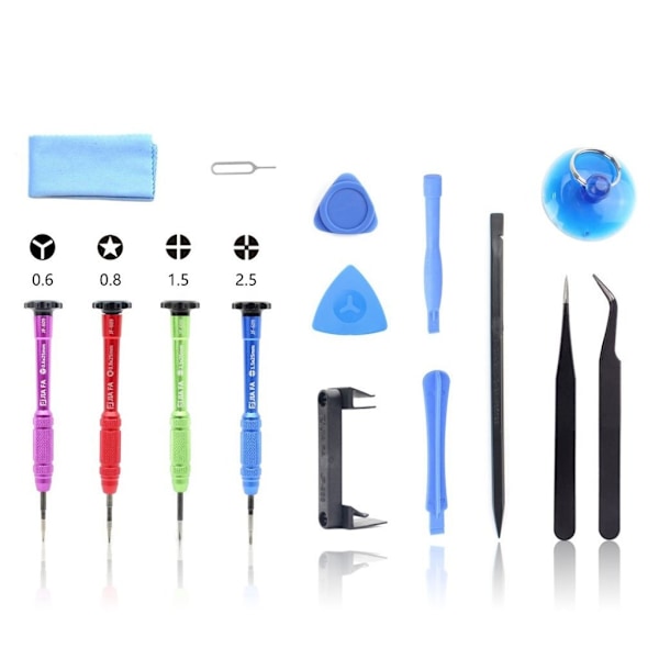 JF-8126 verktyg-set 15-i-1 reparera mobiltelefon multifärg