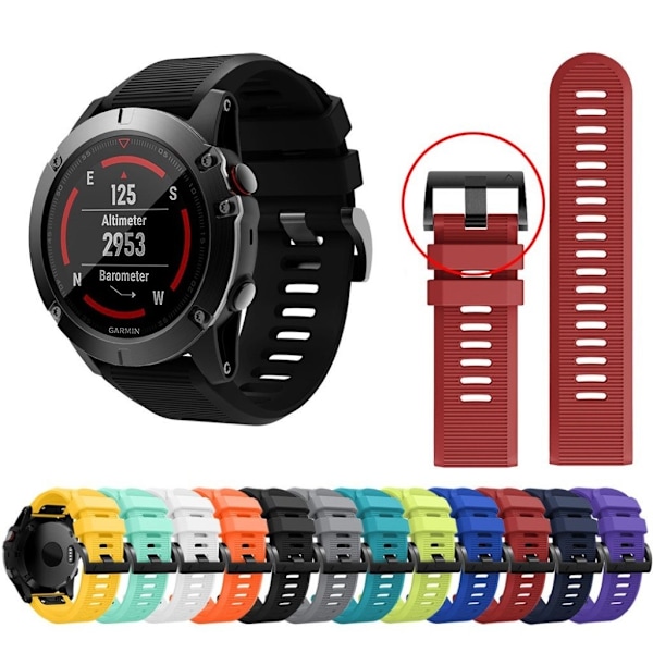 Garmin Fenix 5X silicone streak watch band - Black Svart