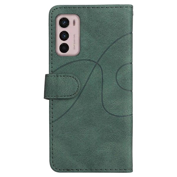 Texturerat läder Motorola Moto G42 fodral med handledsband - Grön Grön