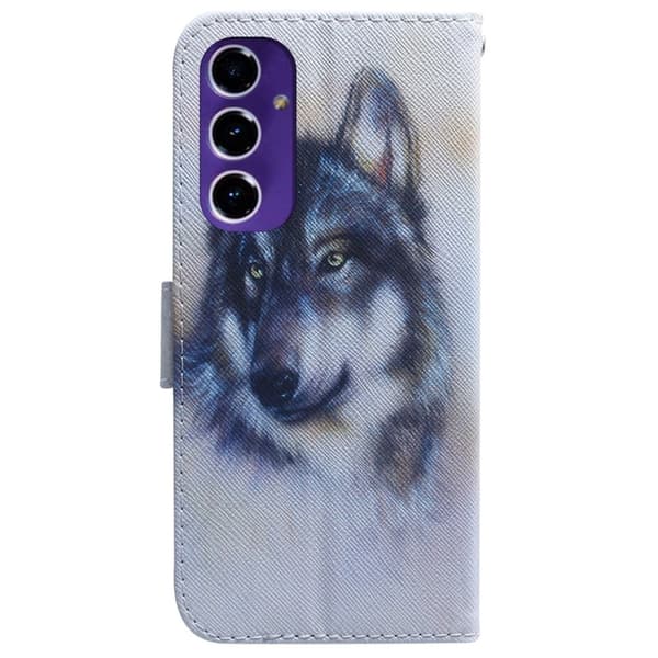 Telefonfodral med stativ Samsung Galaxy S24 FE Plånboksmönster med tryck Telefonfodral i läder - Varg Blå