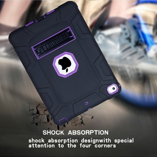 iPad (2018) armor defender silikone etui - lilla / Sort Purple