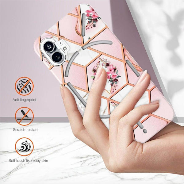 Marble Nothing Phone (1) Etui - Lyserøde Blomster Pink