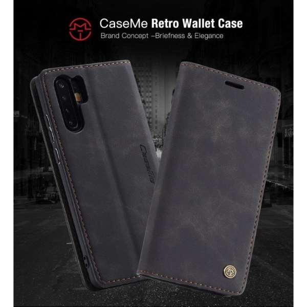 CASEME Huawei P30 Pro retro nahkainen suojakotelo - Musta Black