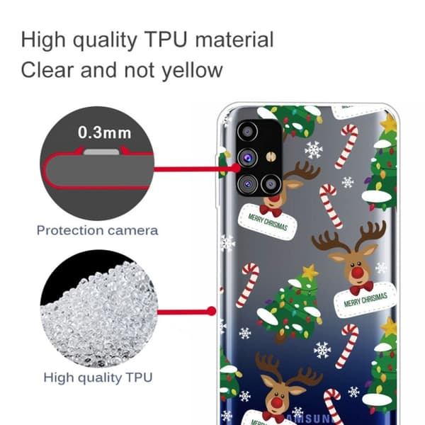 Juleveske til Samsung Galaxy M31s - Elg / Sukkertøystokker Multicolor