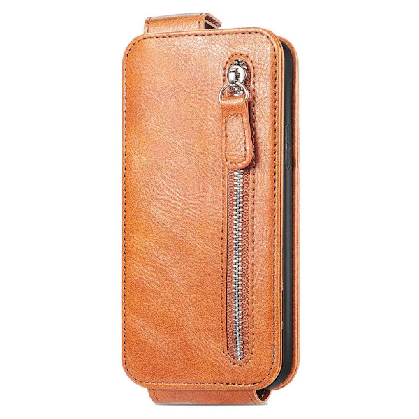 Vertikalt Xiaomi Redmi 12C / Xiaomi Redmi 11A fodral med dragkedja - Brun Brun