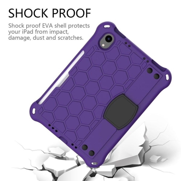 iPad Mini 6 (2021) honeycomb texture EVA cover with strap - Purp Purple