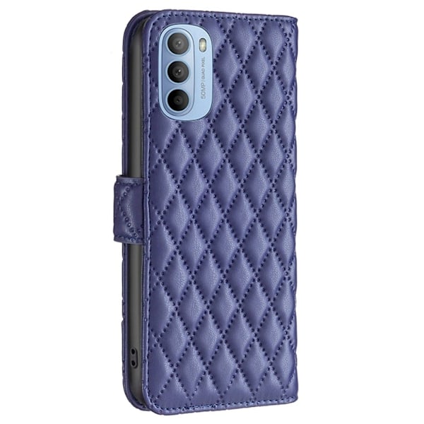 Rhombus Mønster Matte Flip Case til Motorola Moto G41 / G31 - Blå Blue