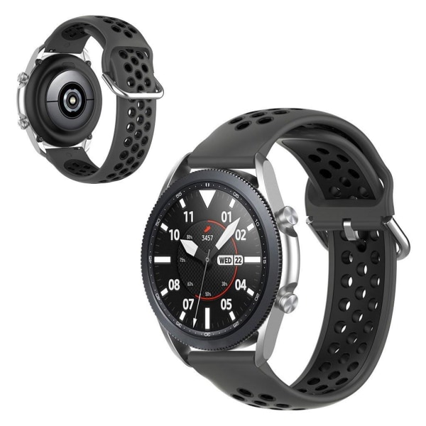 Samsung Galaxy Watch 3 (41mm) tvåfärgad silikon klockarmband - s Svart