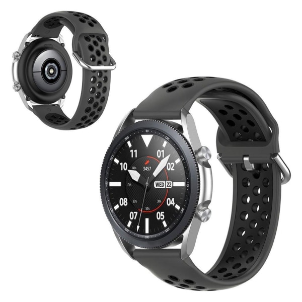 Samsung Galaxy Watch 3 (41mm) tvåfärgad silikon klockarmband - svart Svart