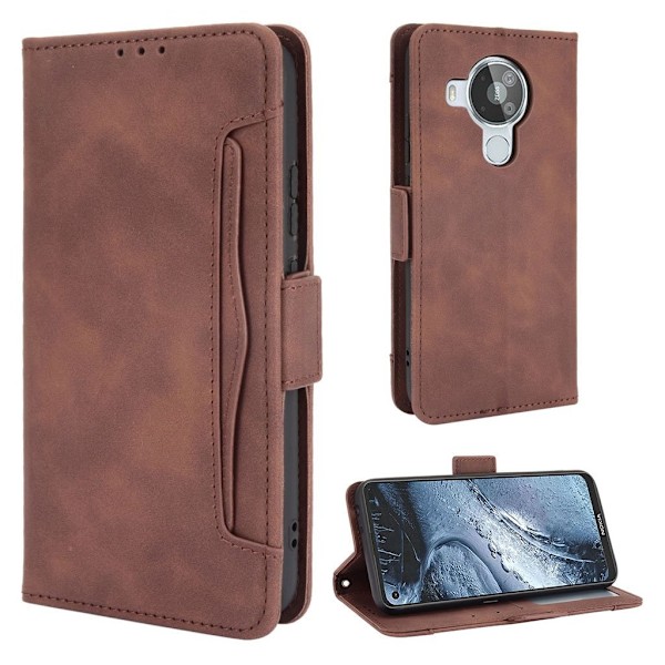 Modern-styled Læder Pung Etui til Nokia 7.3 - Brun Brown