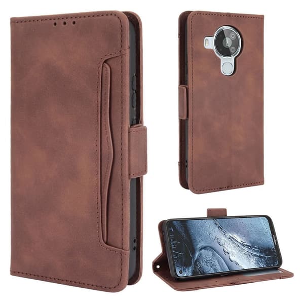 Modern-styled Lær Lommebok Etui til Nokia 7.3 - Brun Brown