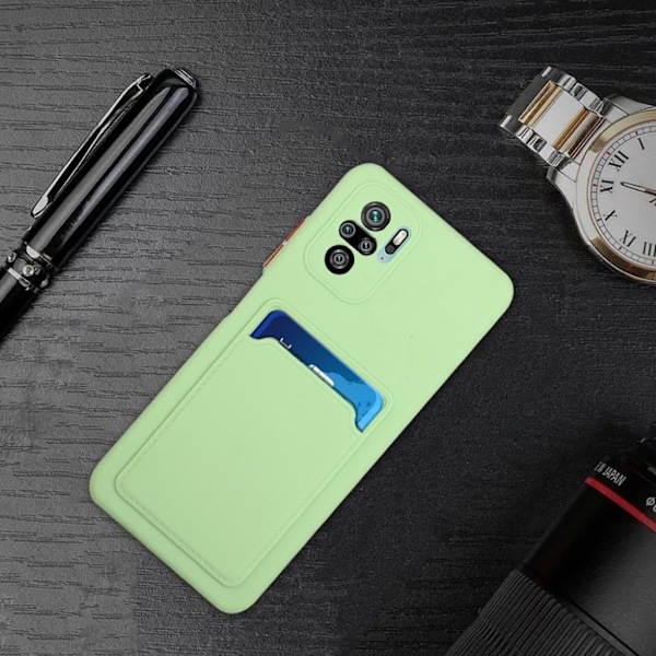Card Holder Cover til Xiaomi Redmi Note 10 / Note 10s - Lysegrøn Green