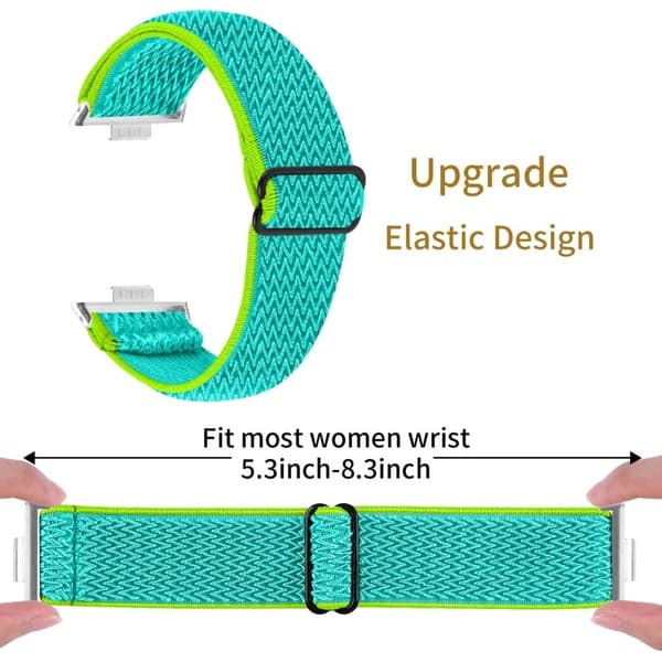 Huawei Watch Fit 3 Justerbart nylonklokkebånd Wave Design Elastisk håndleddsrem - Gul + Grønn Green