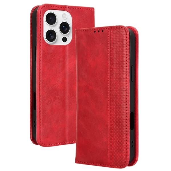Bofink Vintage iPhone 16 Pro lærveske - Rød Red