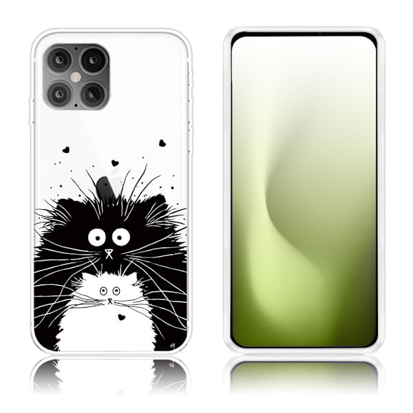 Blødt, fleksibelt skal med mønstertryk iPhone 12 Pro/12 - Sort Black
