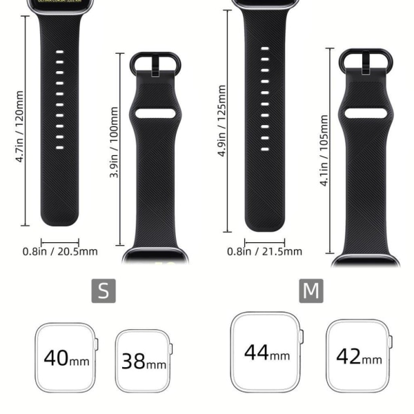 Apple Watch Series 5 40mm silikone twill Mønster urrem Black