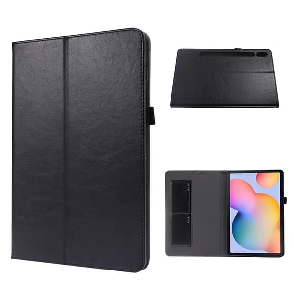 Hullu hevonen Samsung Galaxy Tab S7 nahkainen flip case - Musta Black