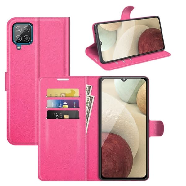 Klassisk Samsung Galaxy A22 4G flip etui - Rose Pink