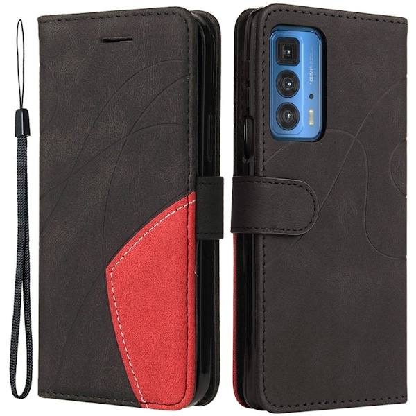 Tekstureret Læder Etui med Strop TilMotorola Edge 20 Pro - Sort Black