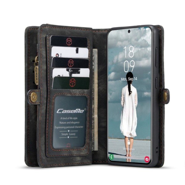 CaseMe Samsung Galaxy S21 FE Zipper Lompakko - Musta Black