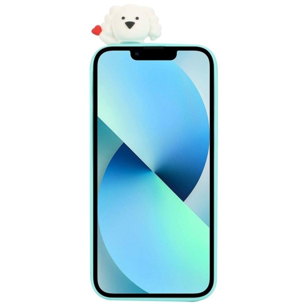 Fleksibelt etui med 3D-figur til iPhone 14 Plus, ridsefast mobil cover med tegneseriemønster - Himmel Blue