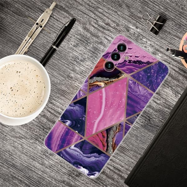 Marble Samsung Galaxy A13 5G Etui - Lilla og Rose Klinkekule Multicolor