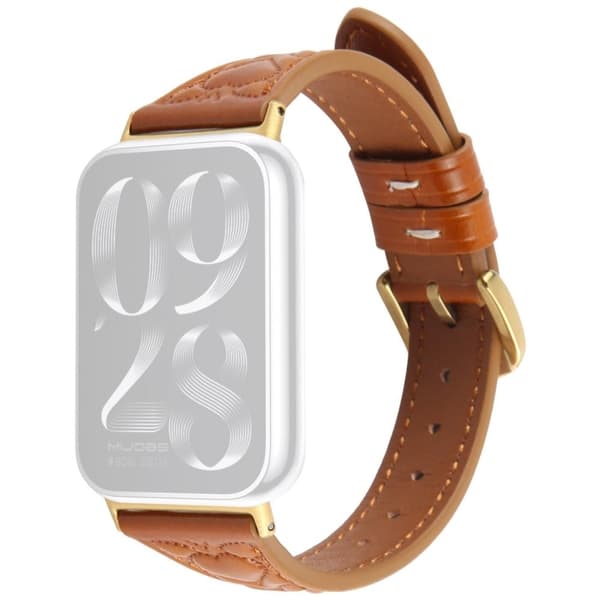 Urrem Xiaomi Redmi Watch 5 / Watch 4 / Smart Band 9 Pro / 8 Pro Heart Pattern Embossed Okseskind Leather Strap - Brun Brown