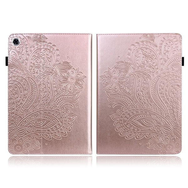 Läderfodral med blomstermotiv för Lenovo Tab M10 FHD Plus - Guld Guld