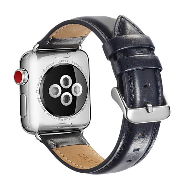 Apple Watch Series 4 44mm erstatnings urrem i kolæder - Blå Blue