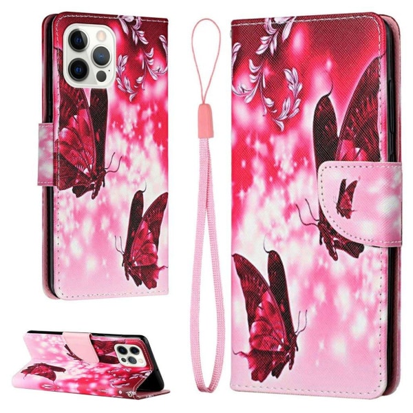 Wonderland iPhone 13 Pro Max flip etui - To Sommerfugle Pink