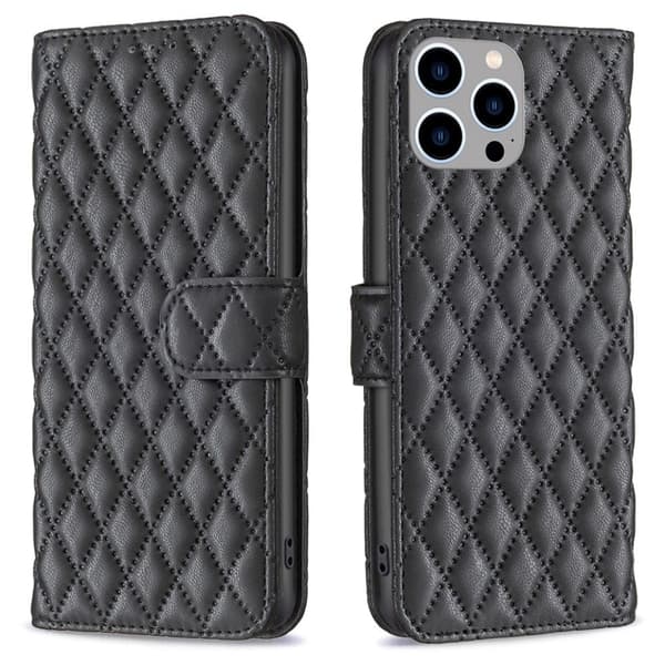 Matt iPhone 15 Pro Max fodral med rombmönster - Svart Svart