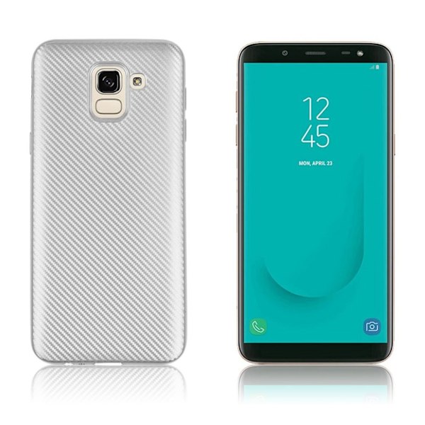 Samsung Galaxy J6 (2018) kolfiberfodral med textur - Silver Silvergrå