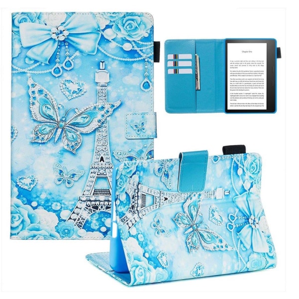 Amazon Kindle (2019) stylish pattern leather flip case - Butterf Blue