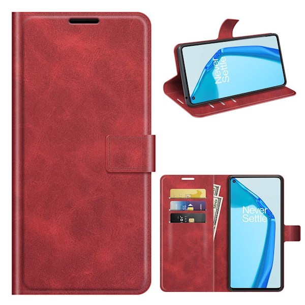 Wallet-style Læder Etui til Oneplus 9r - Rød Red