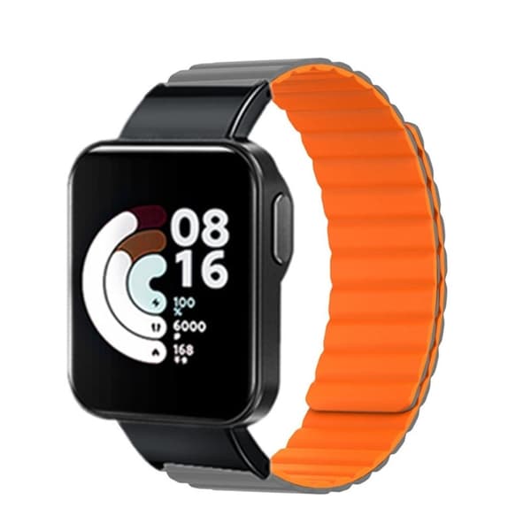 Xiaomi Mi Watch Lite / Redmi Watch silikoninen ranneke - Harmaa / Oranssi Silver grey