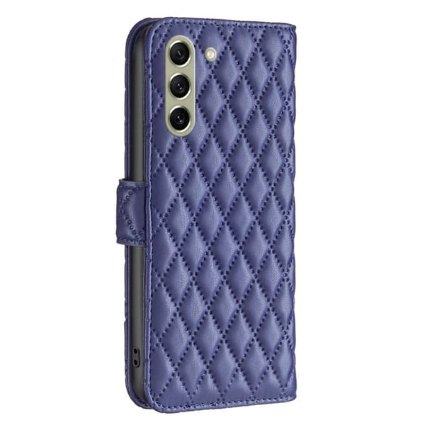 Rombemønster, matt flip-deksel for Samsung Galaxy S21 FE - Blå Blue