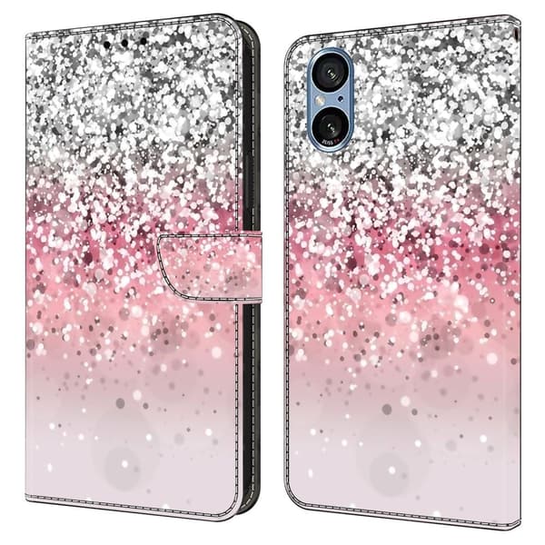 Sony Xperia 5 V Asia Magneettilukko 3D kuvio nahka lompakko puhelimen kansi - Gradientti Pink