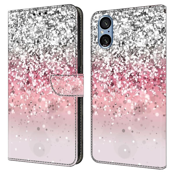 Sony Xperia 5 V Etui med magnetisk lås 3D-mønster Læderpung Telefoncover - Gradient Pink