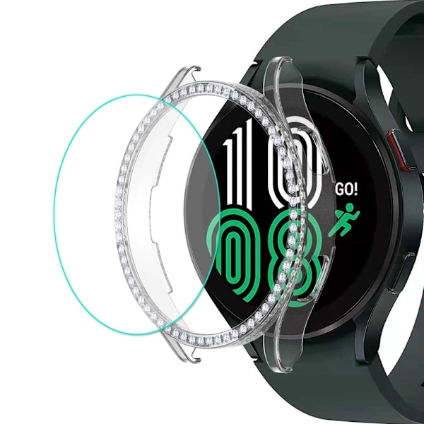 ENKAY Samsung Galaxy Watch 4 (40mm) strassi suojakuori + karkaistua lasia näytönsuoja - Läpinäkyvä Transparent