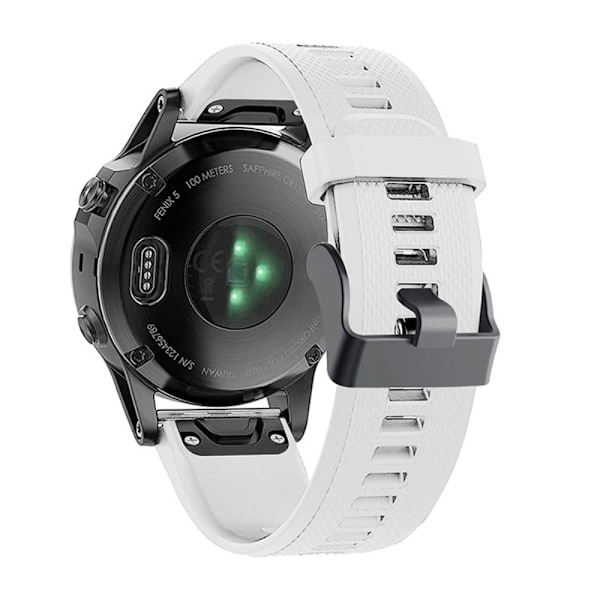Garmin Fenix 7 justerbar silikonrem med svart spänne - Vit Vit