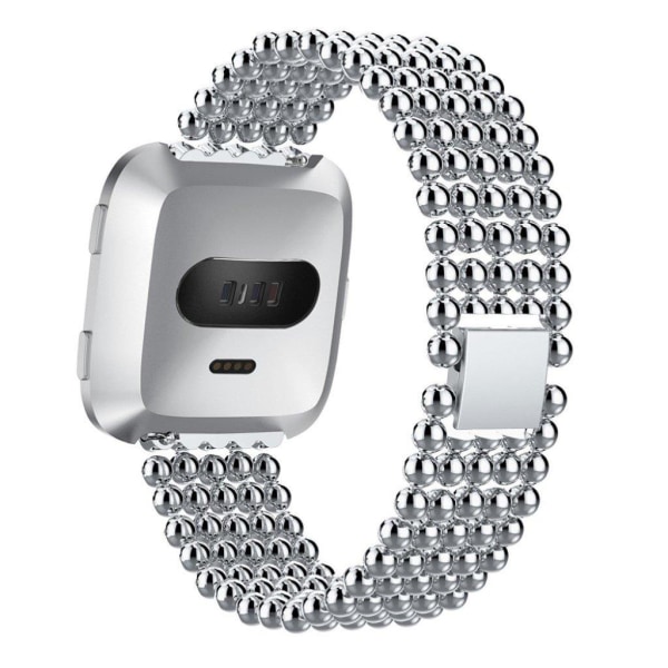 Fitbit Versa five perler spænde lukning rustfrit stål urrem - sølv Silver grey