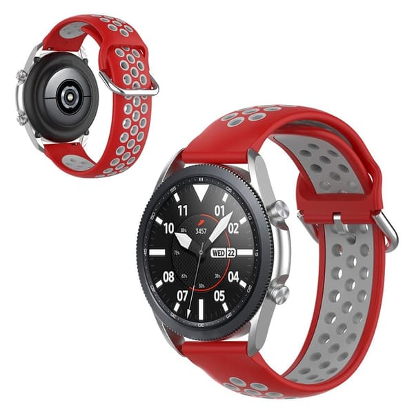 Samsung Galaxy Watch 3 (41mm) tvåfärgad silikon klockarmband - röd / grå Röd