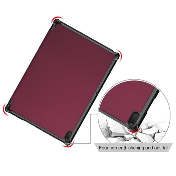 Lenovo Tab E10 Støtsikkert Skinnetui Med Deksel - Vinrød Red