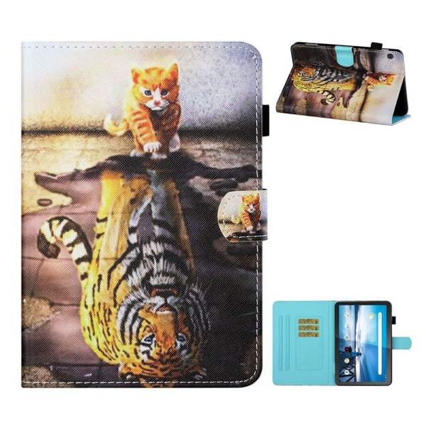 Lenovo Tab M10 cool pattern leather flip case - Cat and Tiger multifärg